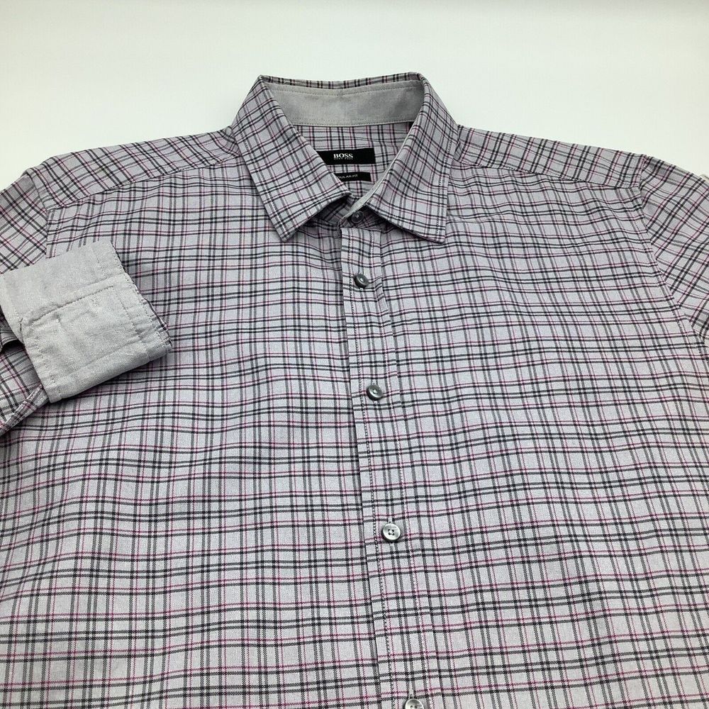 Hugo Boss Mens Regular Fit Long‎ Sleeve Button Up Shirt Size Large